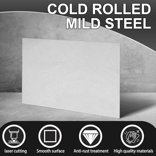 2 Pcs 20 Gauge Sheet Metal Steel 12" x 6" x 0.032" Weldable Cold Roll Craft Metal Sheets Steel Plate for DIY Projects Home Auto (2 Count)