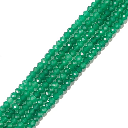 Natural Green Aventurine Beads 4x2mm 120pcs Faceted Rondelle Loose Semi Gemstone Beads for Jewelry Making Design (120 Count)