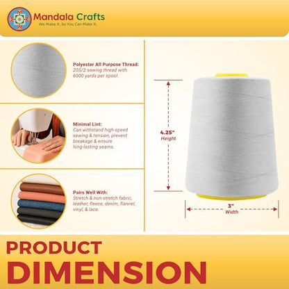 20S 2 Silver Gray Polyester 4 Pack of Serger Threads Cones
