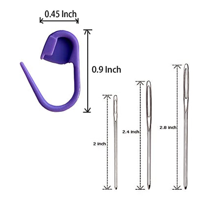 150 Pieces Knitting Crochet Locking Stitch Markers and 3 Big Eye Needles Stitch Needle Clip Counter 10 Colors (153 Count)