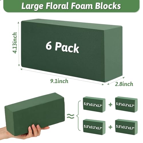 6 Pack Green Floral Foam Blocks