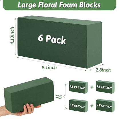 6 Pack Green Floral Foam Blocks