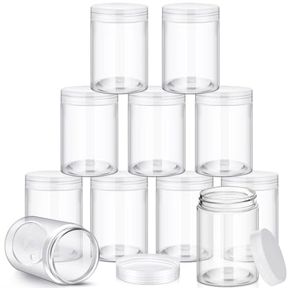 12 Pack Plastic Container Jars with Lids Round Clear Travel Cosmetic Container Jars for Toiletries (12 Count)
