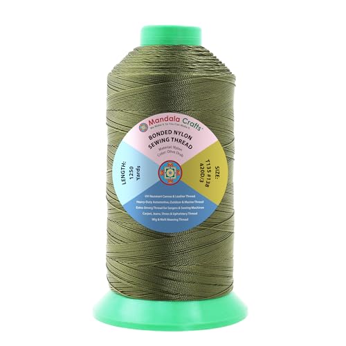 Size 138 420D T135 Olive Drab Bonded Nylon Thread (3750 Foot)