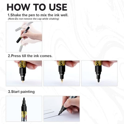 Black and White Permanent Paint Markers for Fabric Rock Craft Diy Painting Medium Tip Oil Based Waterproof (2 Count)