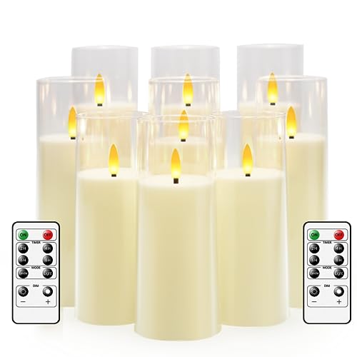 Flickering Flameless Candles Battery Operated with Remote and 2 (9 Count)