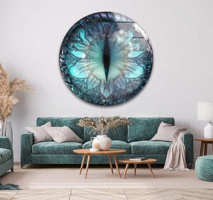 31.5''(80cm) Diameter Mystical Dragon Eye Round Glass Wall Art Tempered Glass Printing Wall Decor Large Wall Art Wall Hangings
