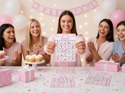 Pink Shower Party Bingo Cards