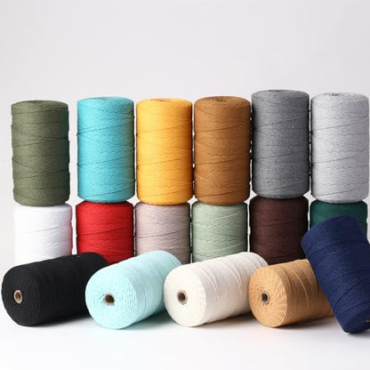 Macrame Cord 2mm x 382yards Natural Macrame Cotton Rope Colored Macrame Rope Soft Cotton Cord Macrame Supplies Craft Rope Macrame Yarn for Plant Hanger Wall Hanger Dreamcatcher (1136 Foot)