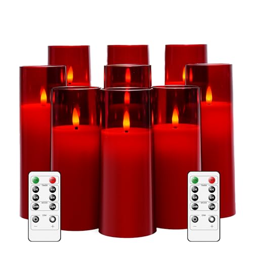 Flickering Flameless Candles Battery Operated with Remote and 2 (9 Count)