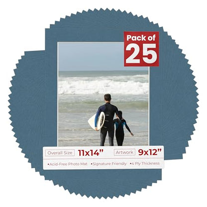 Pack of 25 Acid Free 11x14 Mats Bevel Cut for 9x12 Photos (25 Count)