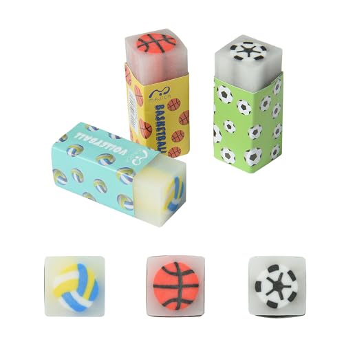 18Pcs Cute Sports Ball Erasers for Kids Bulk (18 Count)