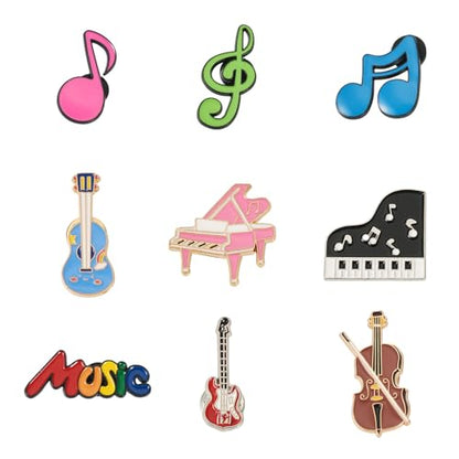 Beadthoven 9pcs Musical Instrument Badge Brooch Pins Fashion Metal Music Notes Symbols Enamel Lapel Pin Backpack Clothes Jewelry Gift Cute Cartoon Pin for for DIY Backpacks Bags Jackets Hat Decoration