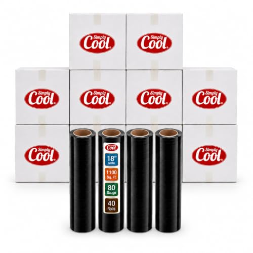 40 Pack Stretch Wrap 18 Inch 80 Gauge Shrink Wrap Black (1100 Sq Ft)