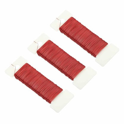 114 Yards 345 Feet 27 Gauge Metal Floral Wire Red Flexible Paddle Thin Floral Wires for Craft (3 Count)