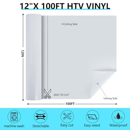 White Iron on Vinyl Roll 12" x 100ft