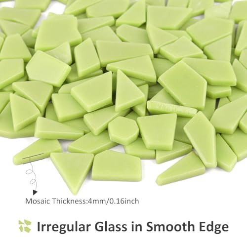 Lemon Green Glass Mosaic Tiles for Crafts Bulk (7.05 Ounce)
