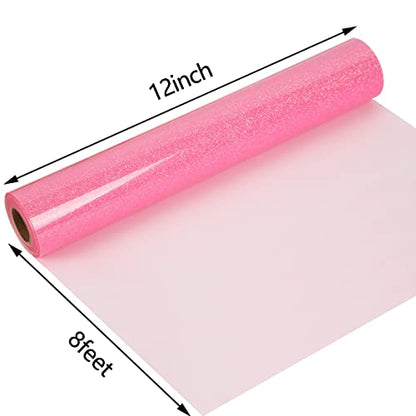 Heat Transfer Vinyl Glow Pink Glitter HTV Rolls