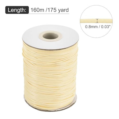 Waxed Cord 0.8mm Waxed Polyester Cord 175 Yard Wax String for Bracelet Making