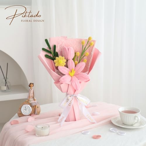 Hand Woven Flower Bouquet Finished（1pcs） for Women Girlfriend Birthday Gift Wedding Decoration Crochet Artificial Flower