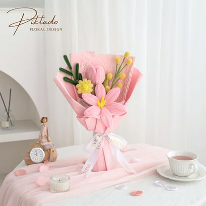 Hand Woven Flower Bouquet Finished（1pcs） for Women Girlfriend Birthday Gift Wedding Decoration Crochet Artificial Flower