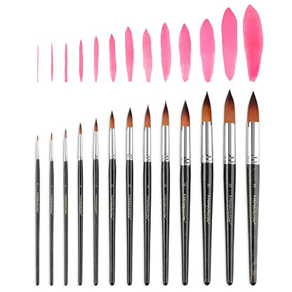 13pcs Round Paint Brush Set Synthetic Bristle Complete Round Brush Set for Watercolor Acrylic Gouache Ink Tempera (13 Count)