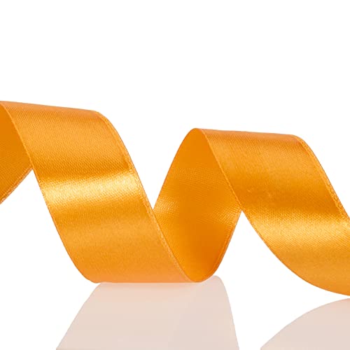 1 Inch Orange Solid Satin Ribbon for Gift Wrapping