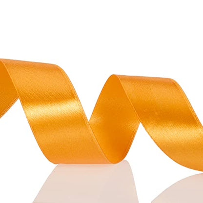 1 Inch Orange Solid Satin Ribbon for Gift Wrapping