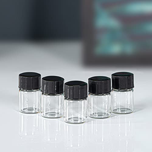 2ml Clear Small Glass Vials 100pcs with Screw Caps (100 Count)