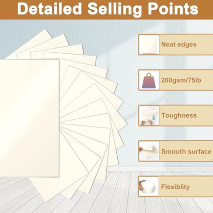 40 Sheets Cream Shimmer Cardstock 8.5 x 11 Ivory Paper 75lb (40 Count)