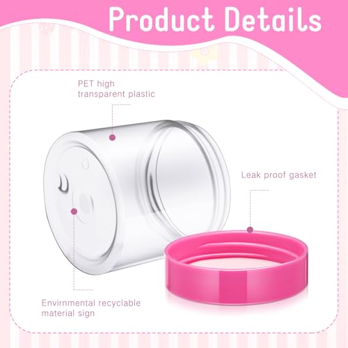 12 Pack 8 oz Plastic Container Jars with Lids Round Clear Travel Cosmetic Container Slime Jars for Toiletries (12 Count)