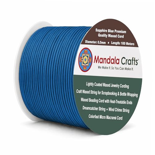 0.5mm Sapphire Blue Waxed Cord