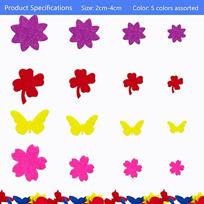 Craft Stickers Felt Stickers for Kids Clover Butterfly Flower 120pcs (4 Count)