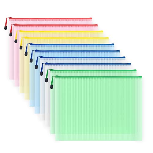 10 Pcs Zipper File Bags (10 Count)