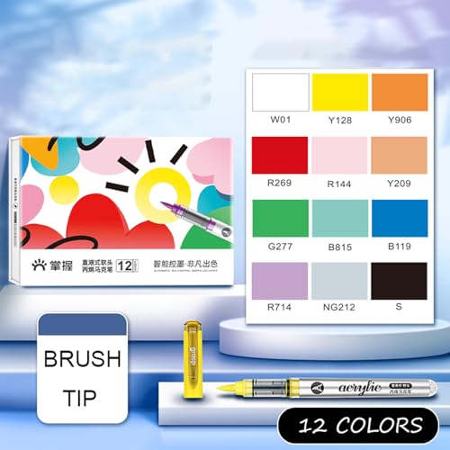12 Colors Acrylic Paint Markers Set (12 Count)