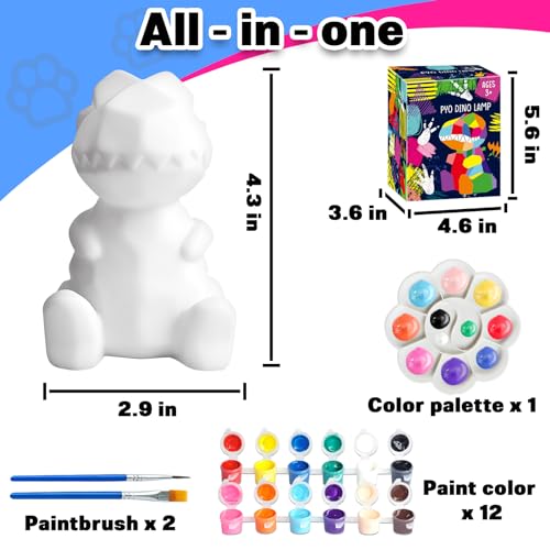 4.3in Paint Your Own Dinosaur Lamp Kit