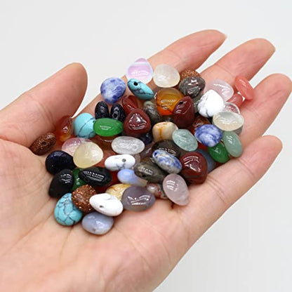 50 Pcs Natural Stone Beads Waterdrop Shape Healing Chakra Polished Assorted Crystal Quartz Agate Stone Charms for Jewelry Making Necklace Bracelet