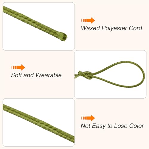 Waxed Cord 0.8mm Waxed Polyester Cord 175 Yard Wax String for Bracelet Making