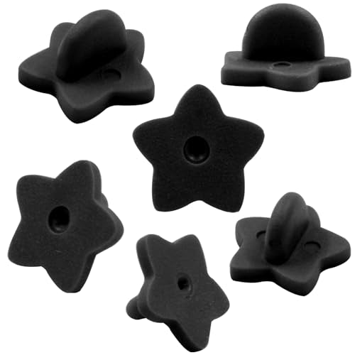 100 Pack Black Star Shape Rubber Pin Backs