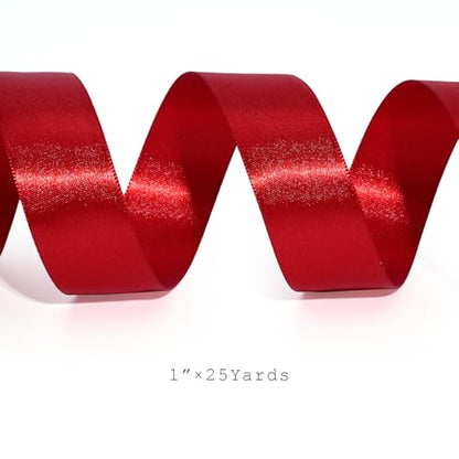Bright Red Satin Ribbon 1 Inch 25 Yards