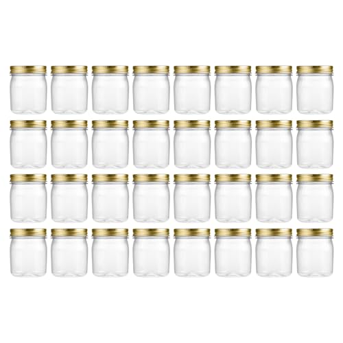 8 oz Plastic Mason Jars and Clear Plastic Jars with Lids 8 oz (32 Count)