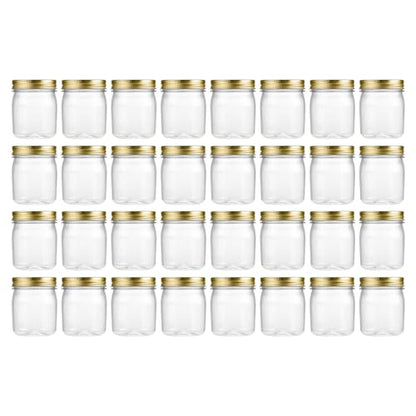 8 oz Plastic Mason Jars and Clear Plastic Jars with Lids 8 oz (32 Count)
