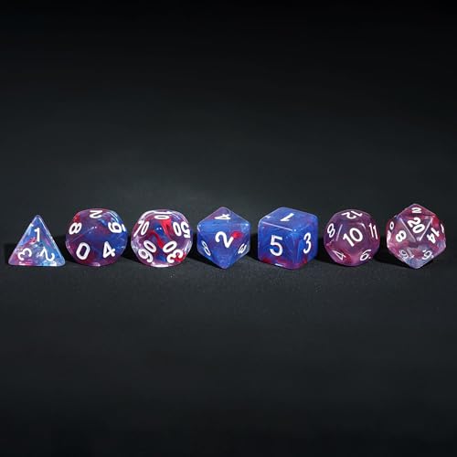 7 Die DND Dice Set Polyhedral Dice Set with a Leather Dice Bag (7 Count)