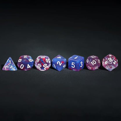 7 Die DND Dice Set Polyhedral Dice Set with a Leather Dice Bag (7 Count)