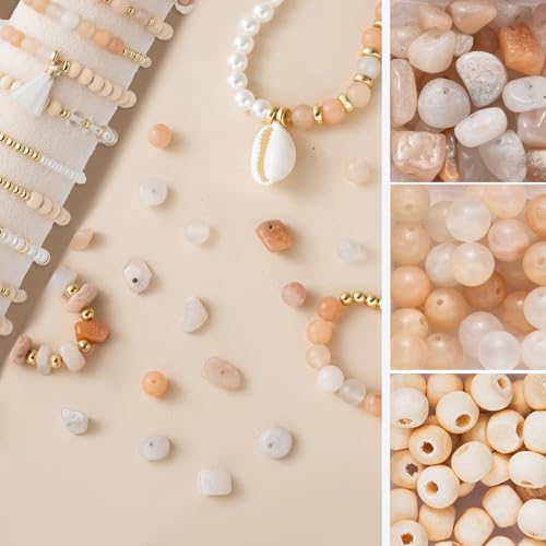 Jewelry Making Supplies Kit Natural Stone Beads for Irregular Natural Stone with for DIY Craft Bracelet Necklace Earrings for Adults