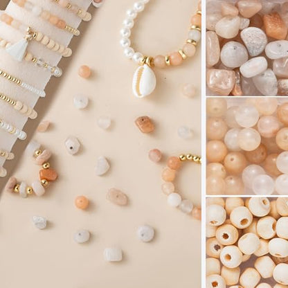 Jewelry Making Supplies Kit Natural Stone Beads for Irregular Natural Stone with for DIY Craft Bracelet Necklace Earrings for Adults