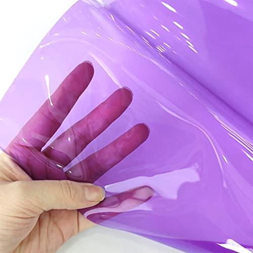 HYANG Purple Transparent PVC Super Clear Holographic Vinyl Faux Leather Sheets 1 Roll 12" x 47"