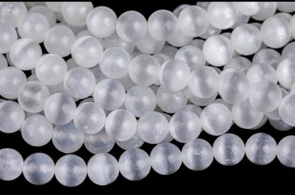 45pcs Adabele Natural White Selenite Crystal Gemstone Not Dyed 8mm Round Beads (47 Count)