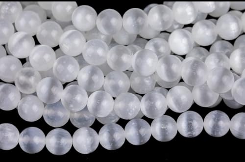 60pcs Adabele Natural White Selenite Crystal Gemstone Not Dyed 6mm Round Beads (62 Count)