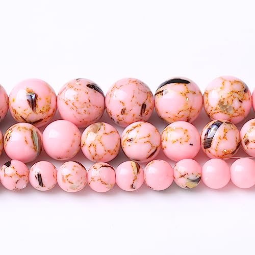 48PCS 8MM Pink Shell Turquoise Beads with Mother